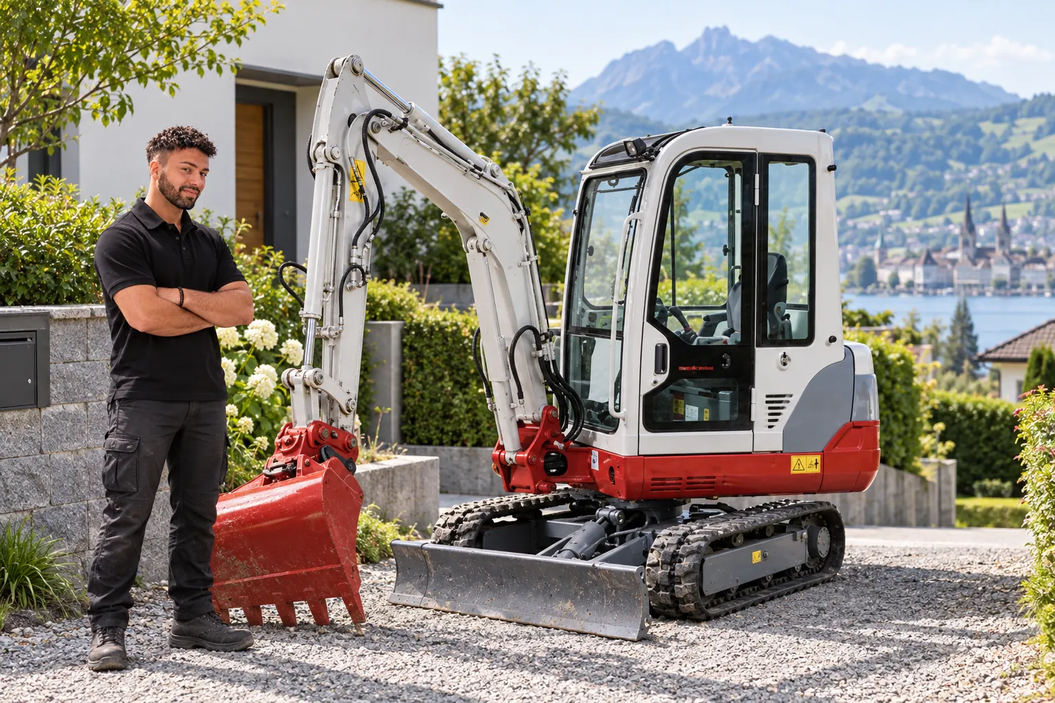 Hannes Punz mit einem Kompaktbagger